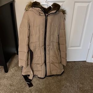 Tan/Brown Zara Basic Coat. Size Medium